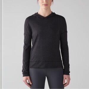 Lululemon Squad Goals Hoodie Sheer Luon Pebble Jacquard Black Blue Tied Sz6 *E24